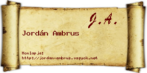 Jordán Ambrus névjegykártya